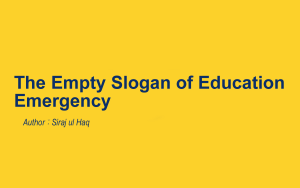 The Empty Slogan of Education Emergency