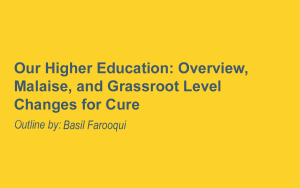 Our Higher Education: Overview, Malaise, and Grassroot Level Changes for Cure